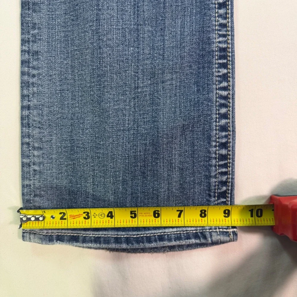 Miss Me Bootcut Jeans Medium Wash‎ Embroidered Rhinestone Pockets Size 36x33